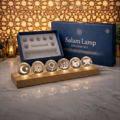 Elegant Salam Lamp with a warm glow, featuring a unique design and soft lighting perfect for home decor.